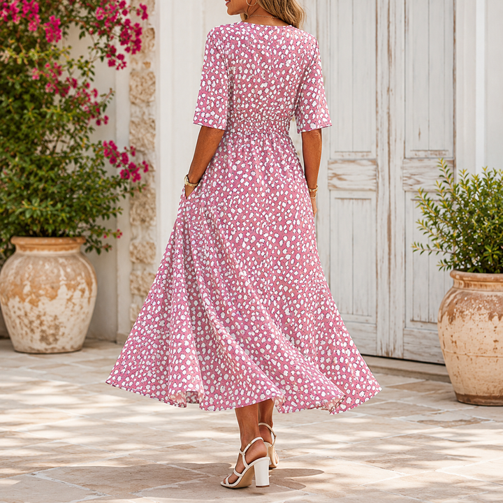 Sophia | Elegant Polka Dot Midi Dress