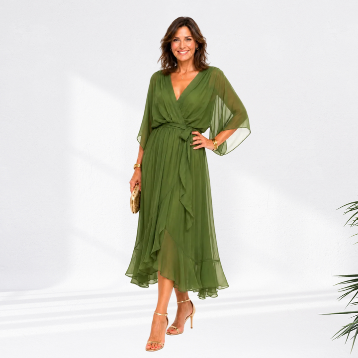 Léa | Chiffon Wrap Midi Dress