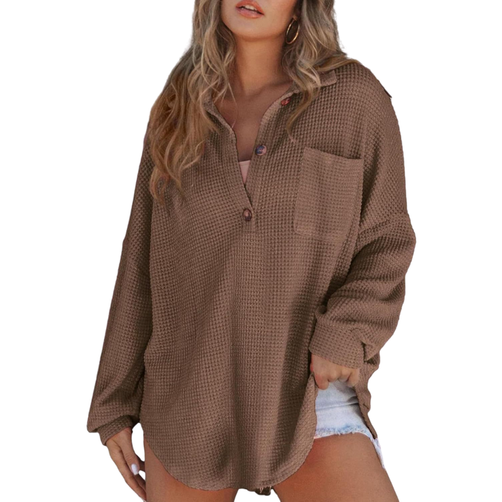 Kathryn | Button-Up Waffle Knit Blouse