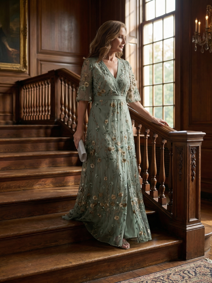Selora | Floral Embroidered Maxi Dress