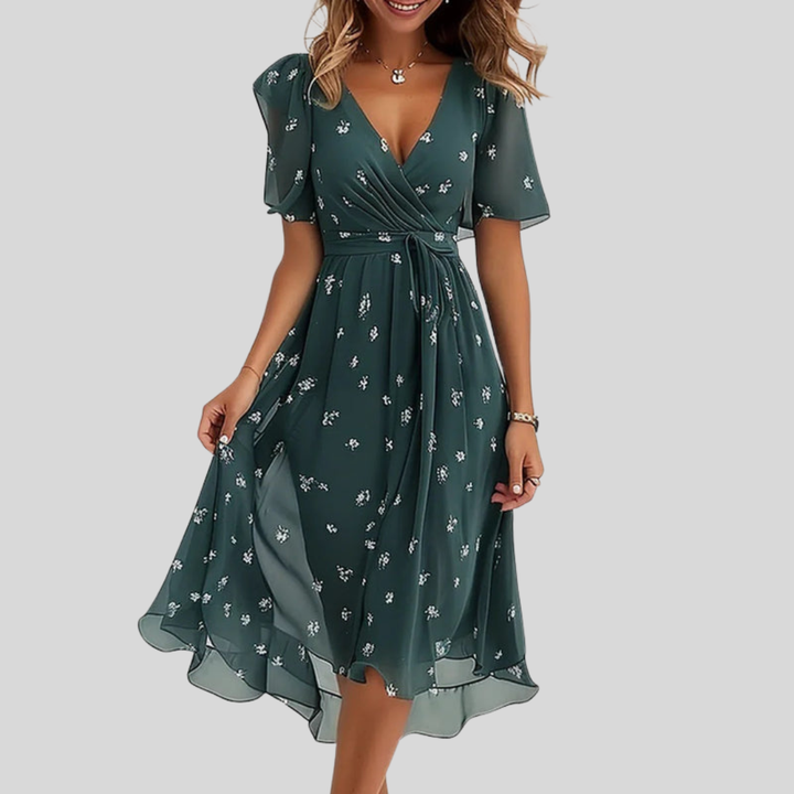 Naomie | Floral Flutter Sleeve Midi Dress