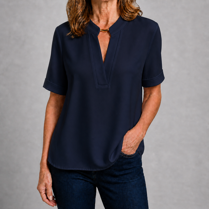 Margaux | V-Neck Short Sleeve Blouse