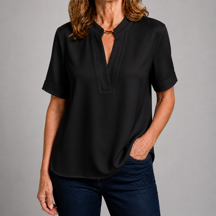 Margaux | V-Neck Short Sleeve Blouse