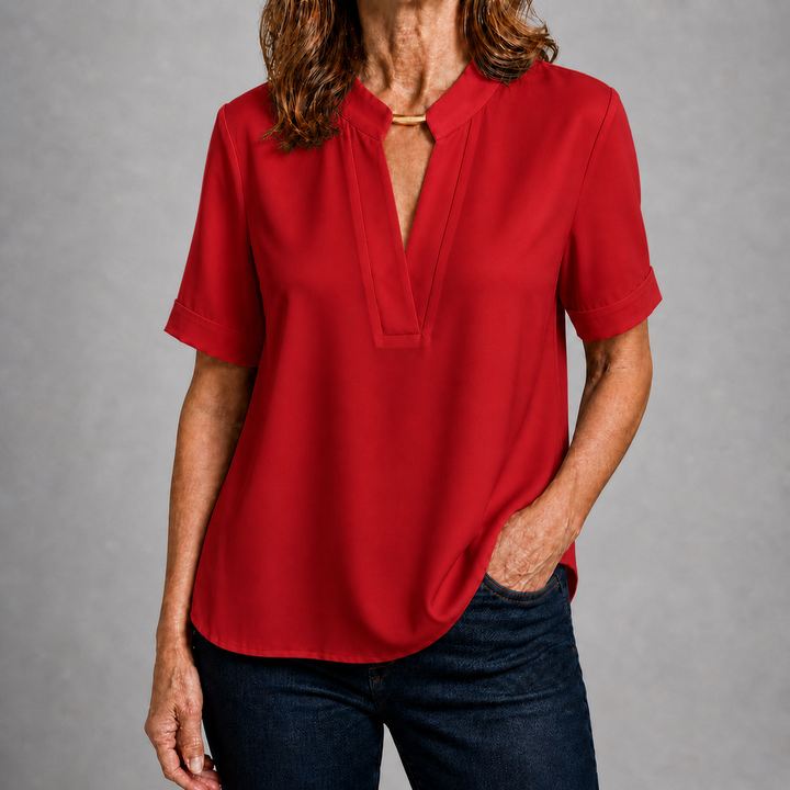 Margaux | V-Neck Short Sleeve Blouse