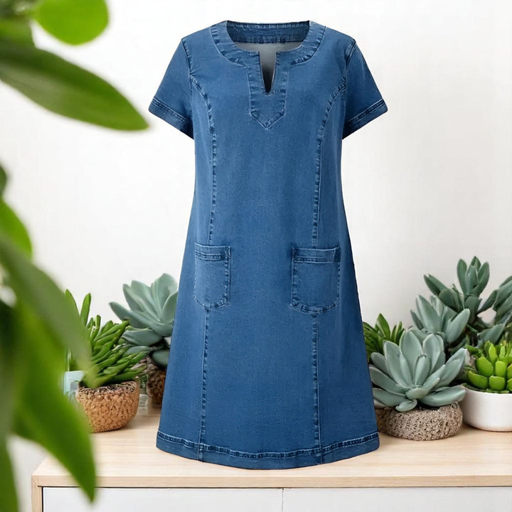 Julia | Denim Midi Dress with Pockets