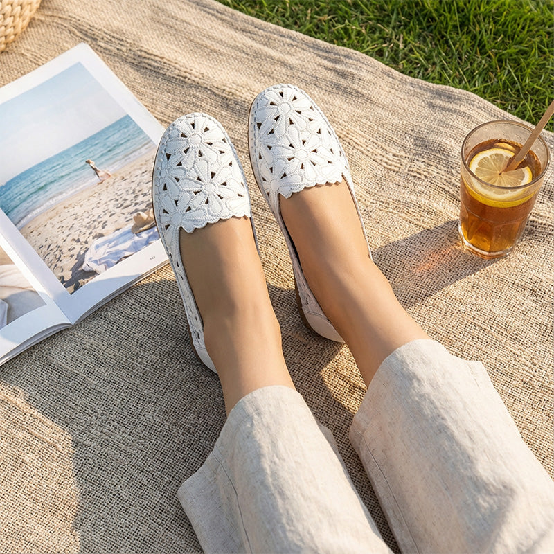 Evelyn | Breathable Floral Cutout Loafers
